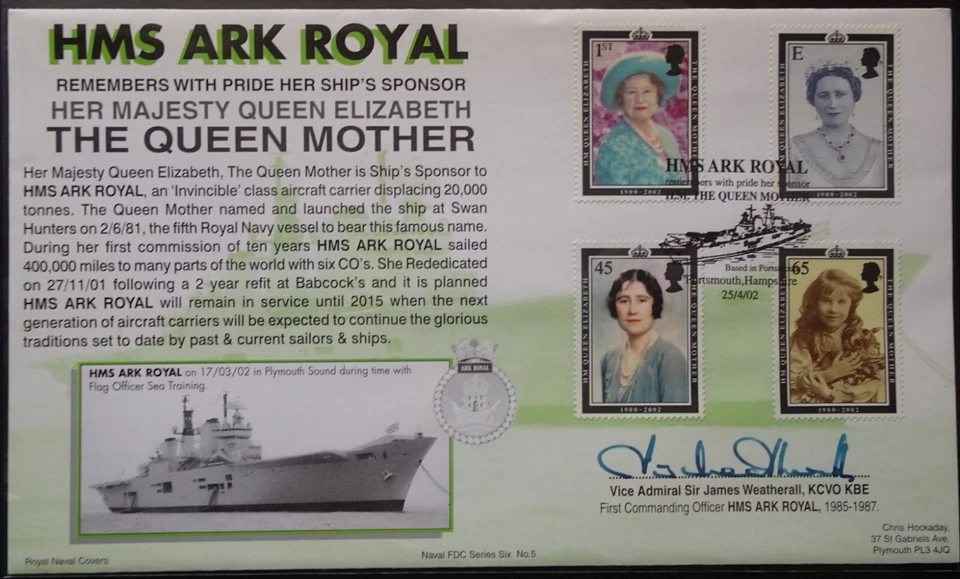 2002 Royal Naval Covers Series 6 No 5 HMS Ark Royal signed First day cover - Image 1 of 1