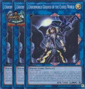 Yugioh! 3x Diosa del Inframundo del Mundo Cerrado RA02-EN045 UR 1ª Edición Casi Nuevo - Imagen 1 de 1