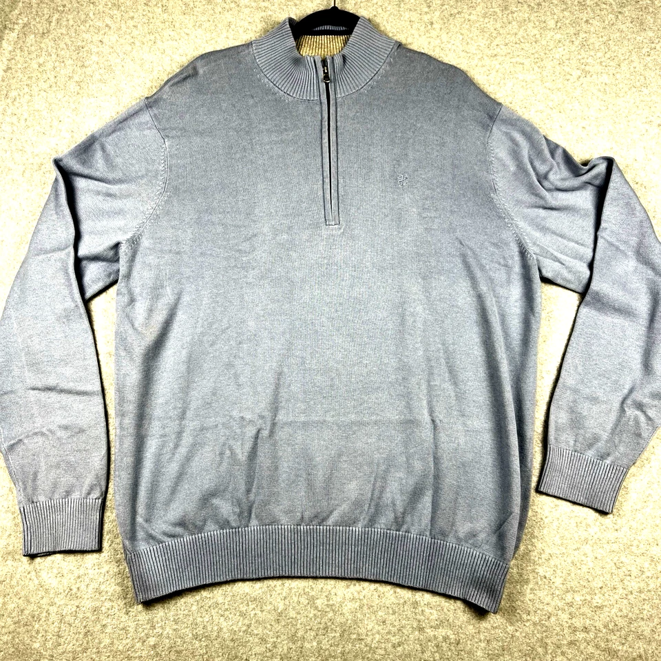 IZOD Saltwater Pullover Men’s XL Blue Half Zip Sweater Long Sleeve Cotton Blend - Image 1 of 4