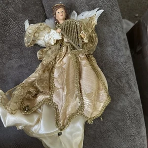 Vintage 12” Angel Tree Topper, White & Gold - Picture 1 of 3