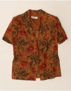 MARELLA Womens 1 Button Short Sleeve Blazer Jacket UK 14 Medium Brown BZ89 - Picture 1 of 3