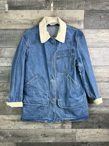 Chaqueta de Caza Denim LL Bean Para Hombres Talla Mediana Azul Cuello de Cordón Tareas Ropa de Trabajo - Imagen 1 de 7