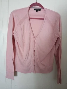 Banana Republic V Neck Button Front Cardigan Sweater Dusty Rose L. Long Sleeve - Picture 1 of 7