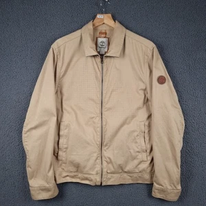 TIMBERLAND Jacket Mens M Medium Brown Beige Stratham Bomber Twill Cotton Zip - Picture 1 of 12