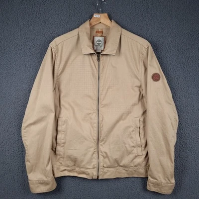 TIMBERLAND Jacket Mens M Medium Brown Beige Stratham Bomber Twill Cotton Zip - Image 1 of 4