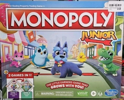 Juego de mesa Monopoly Junior para edades 4+ juegos 2 en 1: nivel 1 y nivel 2 Foto 1 de 2