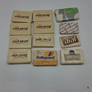 Lote de 12 barras de jabón de viaje pequeñas antiguas de hotel, aerolínea, esfera irlandesa de primavera - Imagen 1 de 11