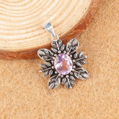 Morganite Gemstone Handmade 925 Sterling Silver Jewelry Pendant Gift For Wife - Image 1 of 3