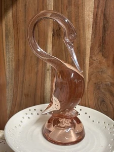 Vintage Kunst Glas Schwan Figur MCM Rosegold Dekor - Bild 1 von 6