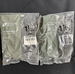 2 Packs American Valve 1-1/2" Galvanized Steel 2-Hole Pipe Strap 4-pack - Picture 1 of 2