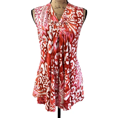 Top fluido sin mangas tejido estampado rojo blanco Just Cavalli para mujer talla 6/42 Italia Foto 1 de 4