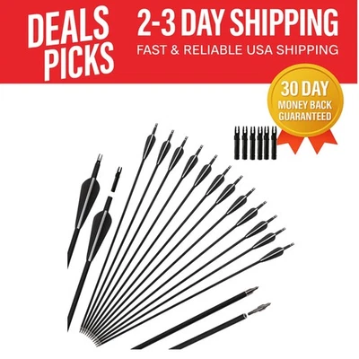 Professional-Grade 30-Inch Carbon Archery Arrows with Field Points - 12 Pack - Image 1 of 4