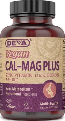 DEVA Vegano Calcio Magnesio Suplemento Plus, Zinc, Vitamina C, Vitamina D, K y Foto 1 de 4