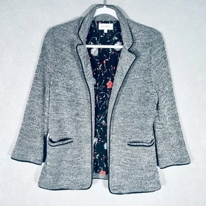 Skies are Blue Sweater Blazer Womens M Light Gray Stretch 3/4 Sleeve Jacket - Picture 1 of 10