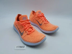 Nike Free RN Flyknit Shoes Womens Size 7 Orange Gray Running Sneakers 831070-802 - Picture 1 of 14