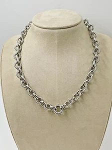 Judith Ripka Heavy Textured Rolo Sterling Silver Chain Necklace - Picture 1 of 12