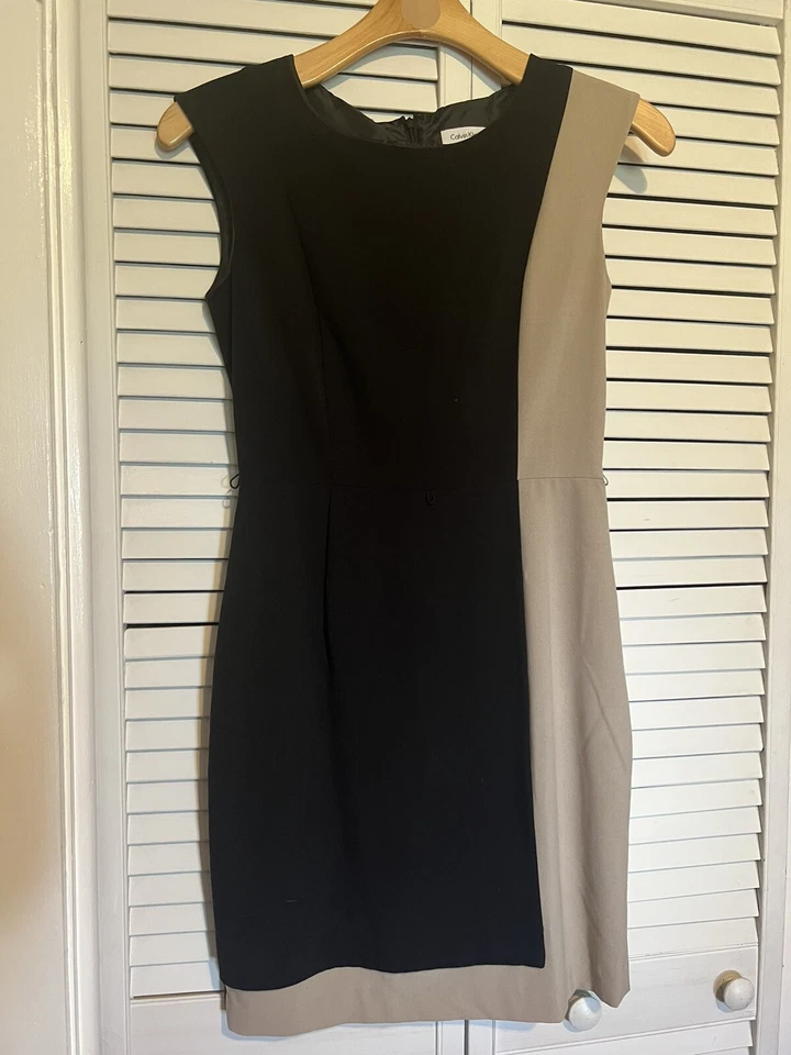 Vestido sin mangas CALVIN KLEIN para mujer talla 6 lápiz bloque de color neutro minimalista Foto 1 de 4