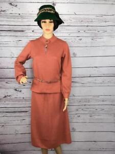 Early 70's S/10 Coral Skirt Suit Double Knit Vintage
