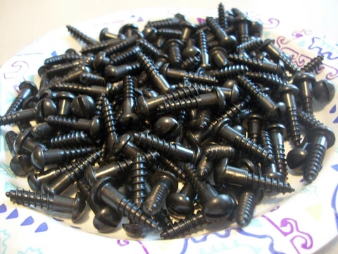 45 VINTAGE NEW-OLD STOCK BLUED SLOTTED ROUND HEAD STEEL WOOD SCREWS, 7/8" X #12 Cover