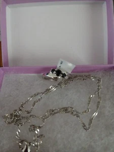 Black Sapphire Size 8 Ring And Solid Sterling Silver 925 Necklace - Picture 1 of 1