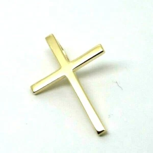 Genuine Delicate 14ct 14K Yellow Gold Thin Plain Cross Pendant - Bild 1 von 6