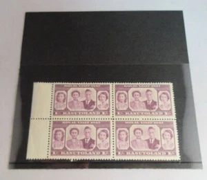 1947 BASUTOLAND ROYAL VISIT STAMPS EDGE BLOCK OF 4 1/- STAMPS IN STAMP HOLDER - Picture 1 of 3