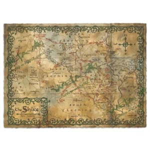 Weta Parchment Map of the Shire Daniel Reeve Original version The Hobbit LOTR - Picture 1 of 2