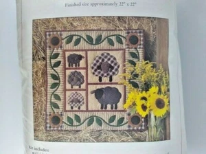Country Wall Quilt Kit Plaid Sheep & Sunflowers 22" x 22" Rachel's of Greenfield - Picture 1 of 4