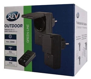 REV Outdoor Funkschalt-Set 2x IP44 Funk-Steckdosen 2300W + Fernbedienung 25Meter - Bild 1 von 1