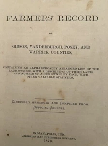 1870 Farmers’ Record Book Vanderburgh, Posey, Gibson & Warwick Co. Owners’ Names - Foto 1 di 12