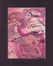 8X10" Matted Print Art Picture Rock Inside Cut Stone: Rhodonite