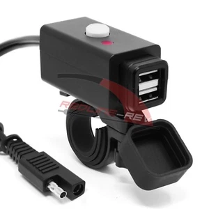 Waterproof Motorcycle 12V SAE to Dual USB Charger Cable Adapter iPhone Samsung - Picture 1 of 7