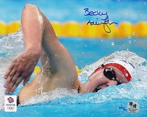 BECKY ADLINGTON - Swimming - Olympics - OFFICIAL TEAM GB HAND SIGNED PHOTOGRAPH - Picture 1 of 2