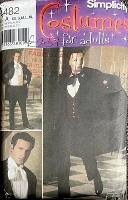 Simplicity Pattern 4482 Men Costume Phantom Of The Opera Size XS-XL Part Cut L - Image 1 of 3