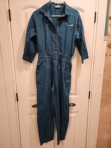 Vintage 80’s DREAMS ROMPER Coveralls JUMPSUIT Jean Women’s Size L Teal Blue - Picture 1 of 12