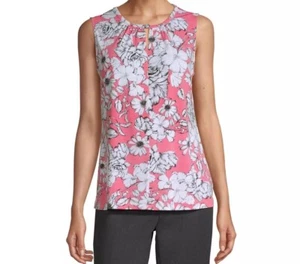 Rose Blumen Schlüsselloch Ausschnitt ärmellose Bluse Größen PS, PM, PL, PXL, PXXL neu - Bild 1 von 4