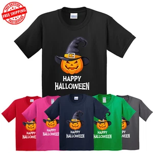 Happy Halloween Pumpkin Face Kid's T-Shirt Christmas Funny USA New Gift-Tee - Picture 1 of 13