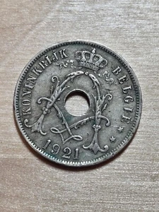 Belgium 25 centimes coin, 1921. KM# 69, copper-nickel. Dutch text. Albert I. - Picture 1 of 4