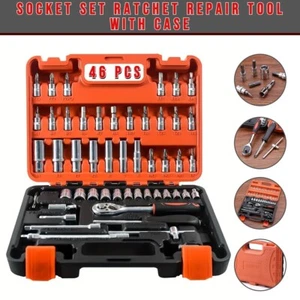 46pcs Metric Socket Set Ratchet Torx Wrench Kit 1/4" Drive Repair-Tool-with-Case - Picture 1 of 12