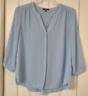 Ladies Sky Blue Button Up Blouse-3/4 Sleeve-LARGE-NYDI