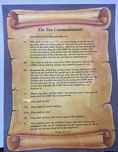 10 Commandments Laminated Poster Looks Like Scroll Or Rolled Parchment 14”x 18” - Picture 1 of 1