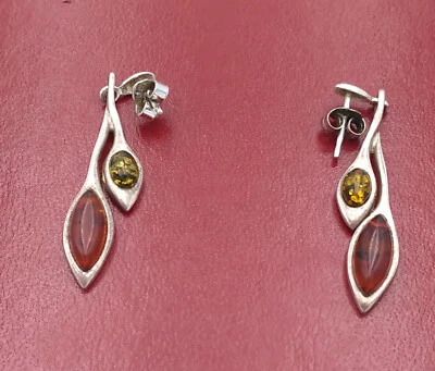 Ohrringe 0,925 Sterlingsilber mit Bernstein - Bild 1 von 4