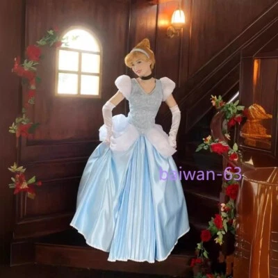 Costume cosplay abito paillettes Cenerentola cartone animato donna ragazza abito da sposa regalo - Immagine 1 di 4