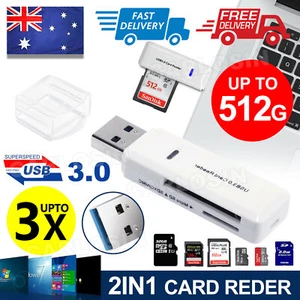 2 In 1 USB 3.0 Card Memory Reader High Speed SD SDHC SDXC Micro Writer Adapter D - Picture 1 of 13