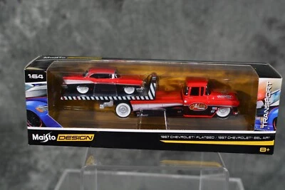 Maisto Design 1:64 Diecast Elite Transport57 Chevy Bel Air & Flatbed - Image 1 of 3