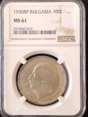 Moneda de plata Bulgaria 100 Leva Boris III 1930 MS61 NGC Foto 1 de 4