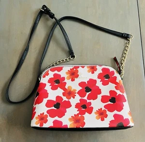 Nanette Leopore Crossbody Bag Purse Red White Poppy - Picture 1 of 5