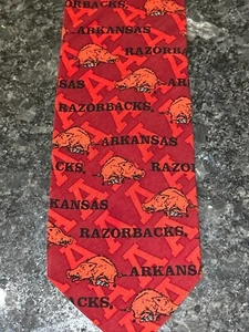 ARKANSAS RAZORBACKS RED NECK TIE - Jenkins Enterprises - 100% Polyester - Picture 1 of 3