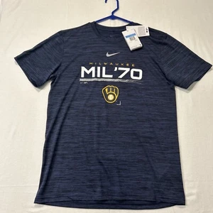 Milwaukee Brewers Nike Dri-Fit Men's T-Shirt Medium Blue MLB Wisconsin 1970 NWT - Picture 1 of 6