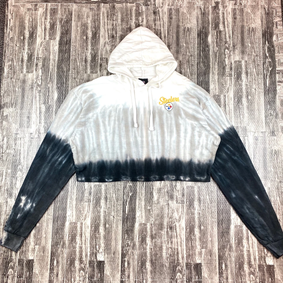Pittsburgh Steelers NFL Mujeres Sudadera con Capucha Recortada XL Tie Dye Ombre Sudadera con Capucha Foto 1 de 4